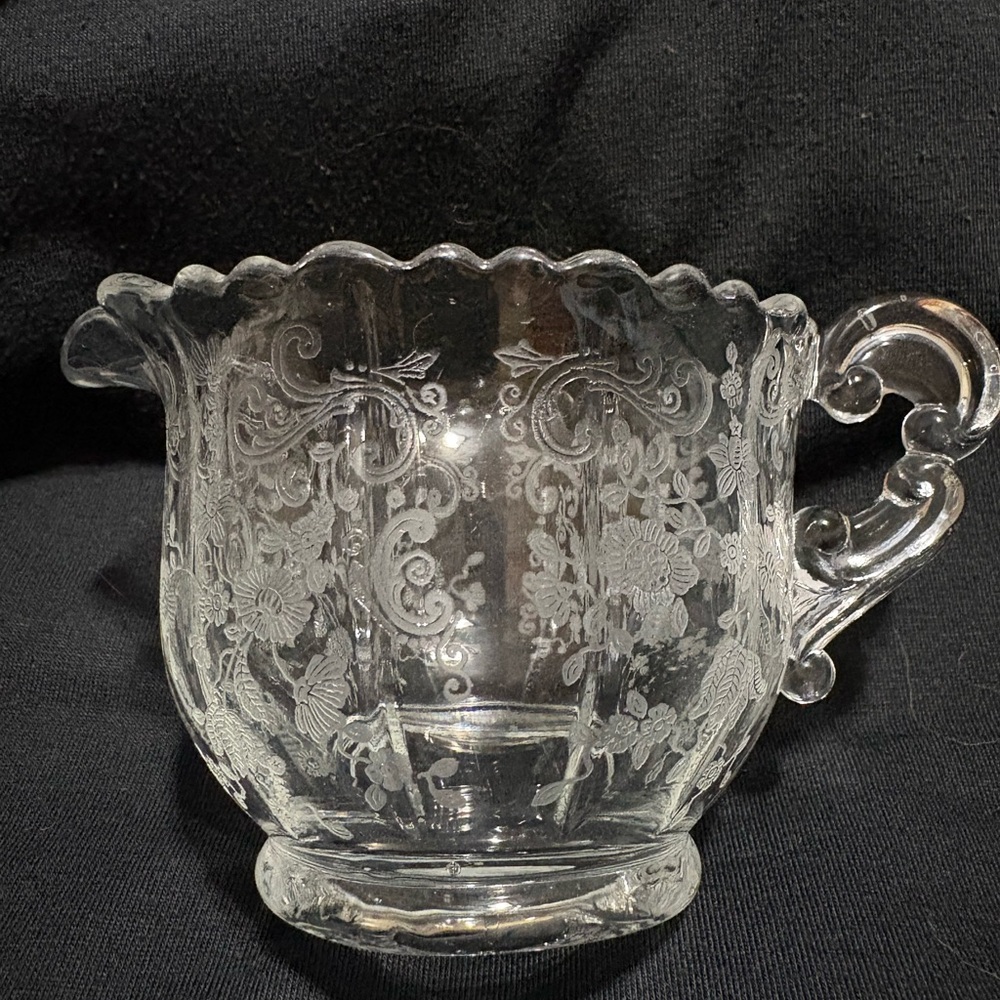 Cambridge glass Chantilly Creamer & Sugar bowl- Crystal Glass